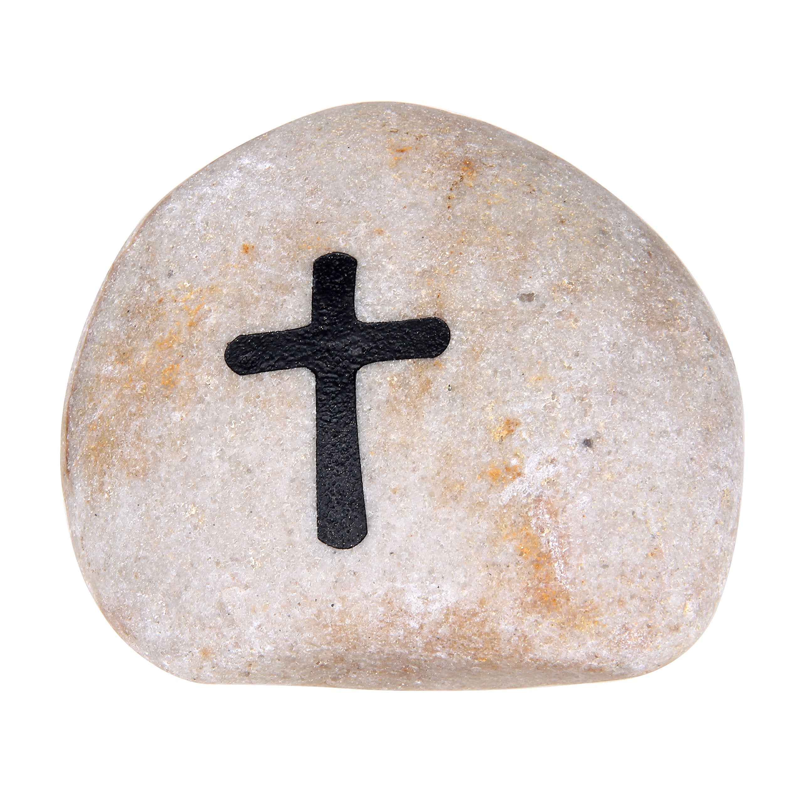 Extra Large Engraved Inspirational Serenity Prayer and Cross Double Sides Engraved Stone (4-4.5 Inches) from The Holy Land、mySite、topwebapps
