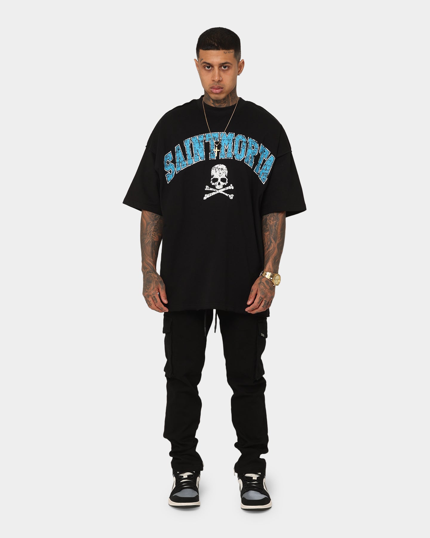 Saint Morta Members Club Boxy T-Shirt Black/Blue、mySite、zt4zffjzw