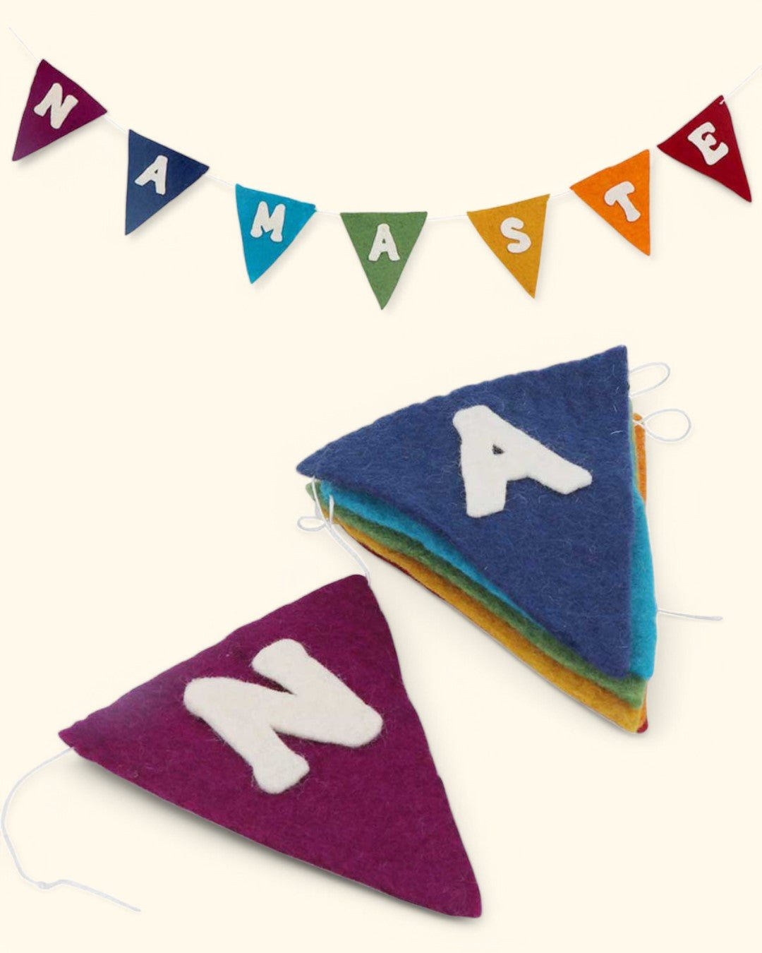 Namaste Felt Flag Banner in Chakra Colors、mySite、topwebapps