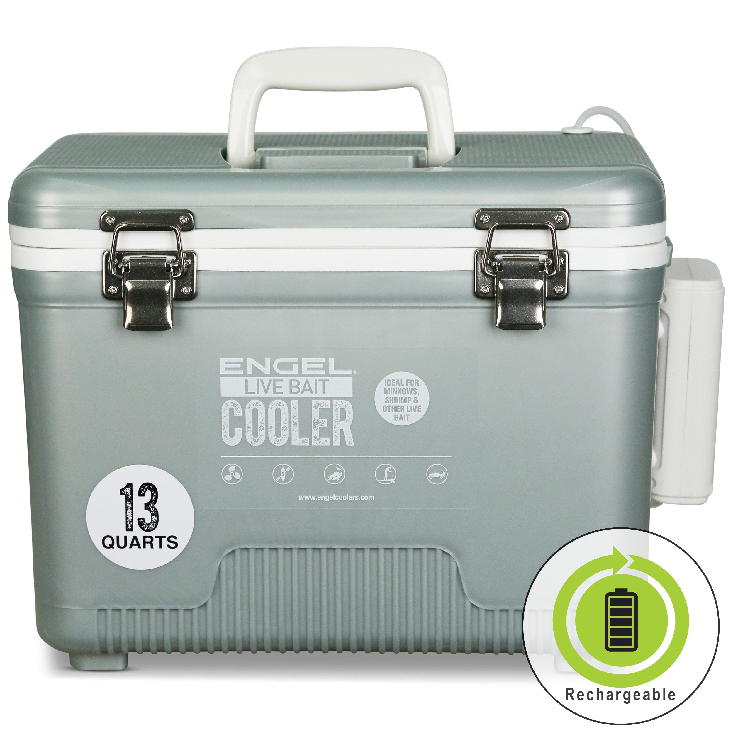 Engel 13Qt Live bait Pro Cooler with AP3 Rechargeable Aerator & Stainless Hardware、mySite、noshort