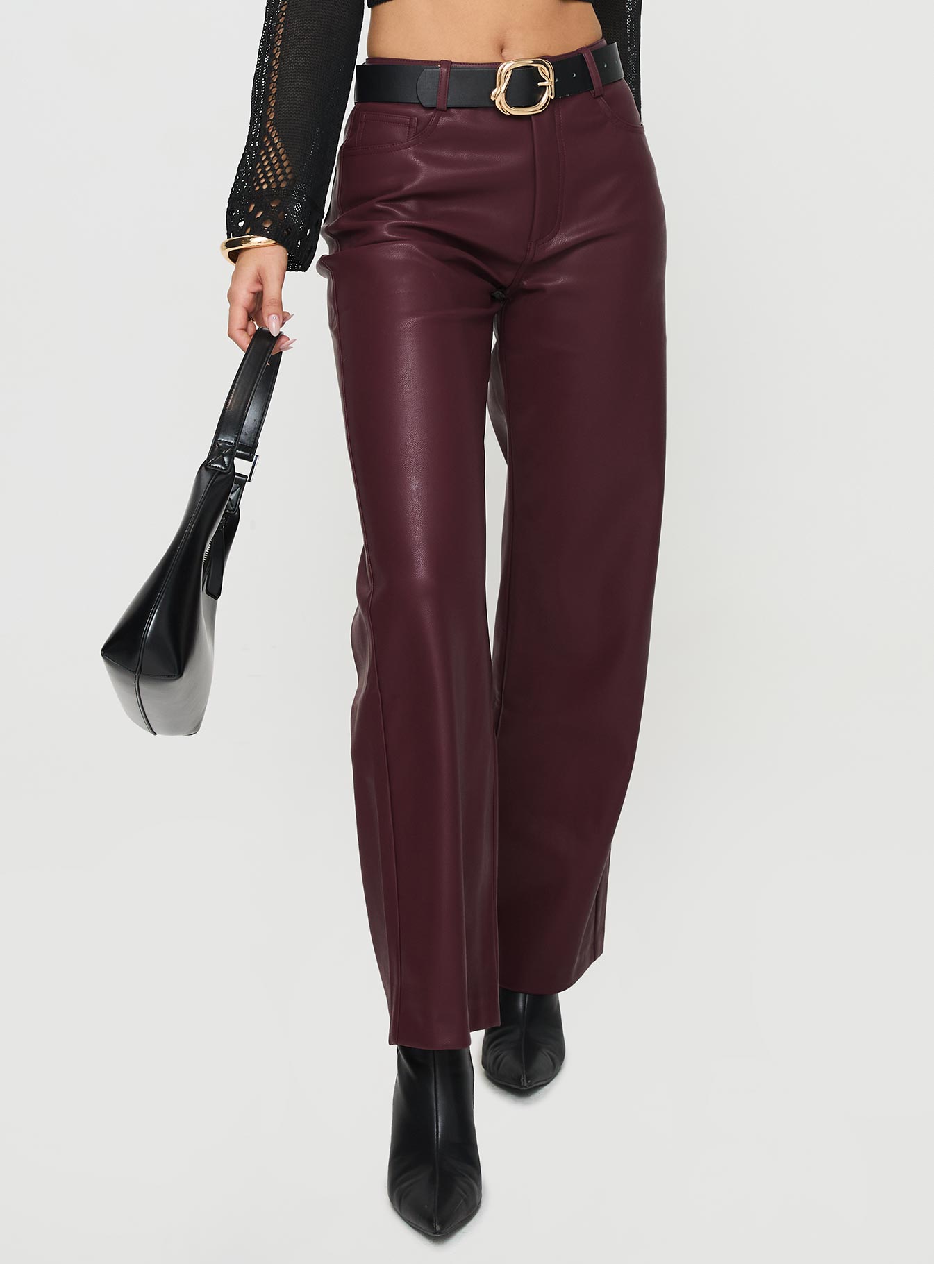 Dempsey Faux Leather Pants Deep Cherry、mySite、solidvoid