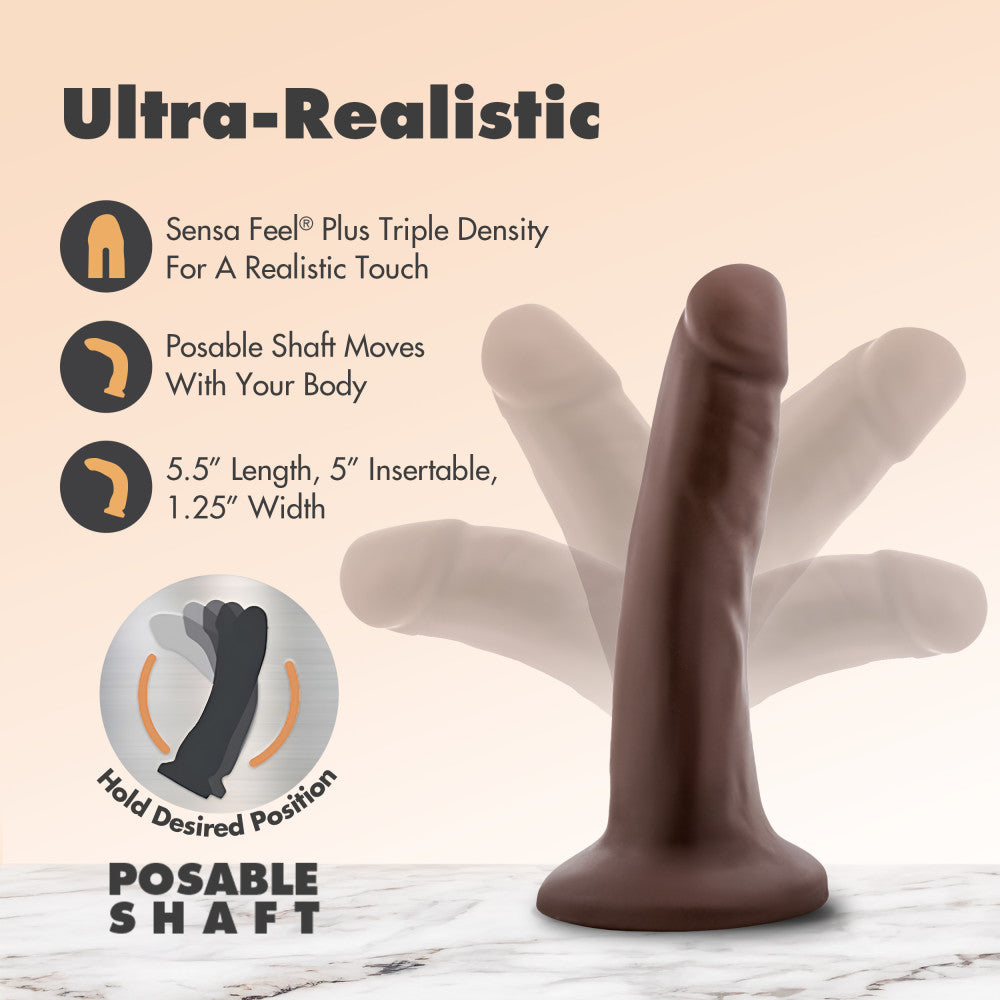 Dr. Skin Plus By Blush® | Realistic Chocolate 5.5-Inch Long Soft Yet Erect & Posable Dildo With Suction Cup Base、mySite、bottomscart