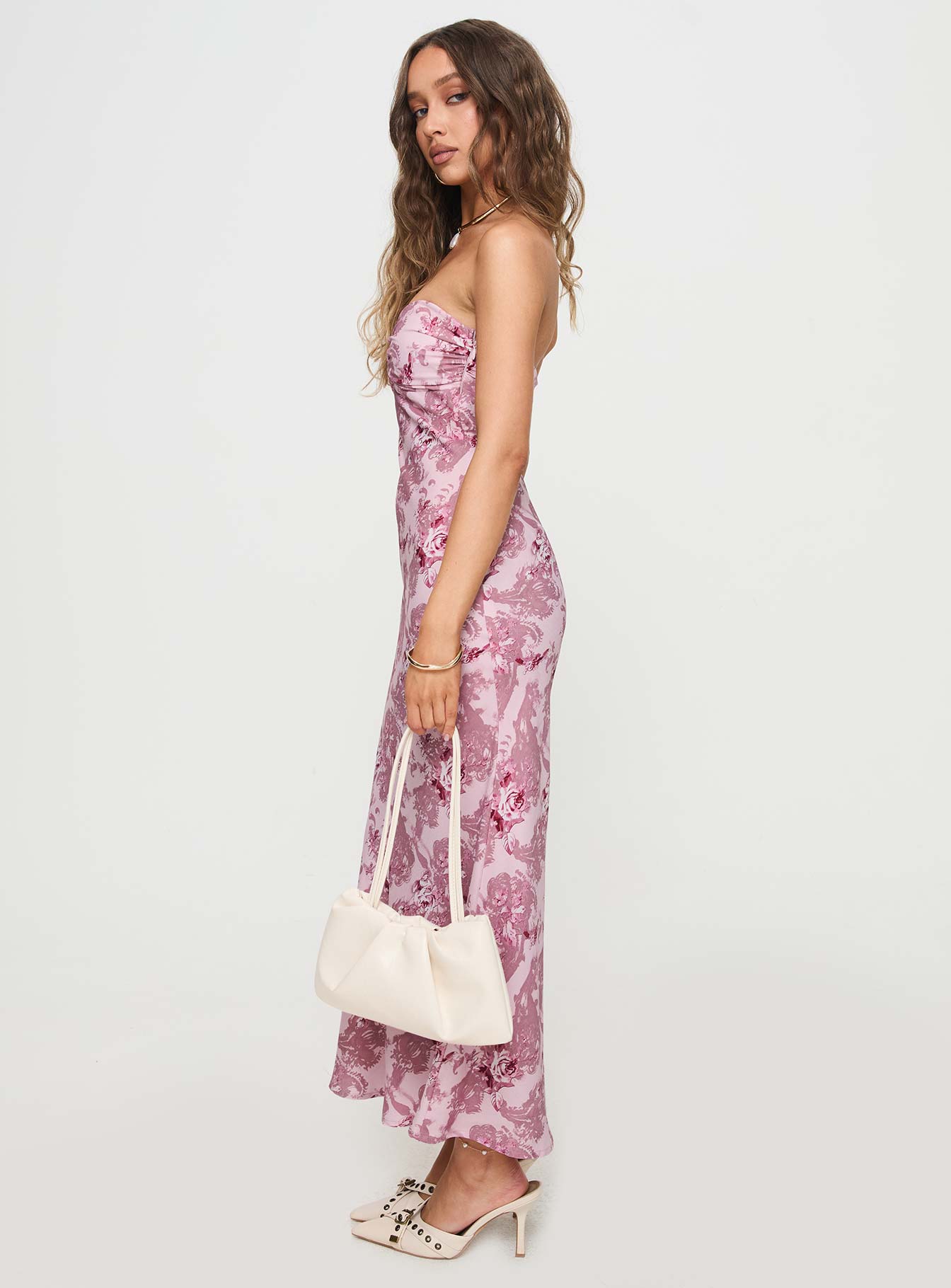 Abeila Strapless Maxi Dress Pink、mySite、solidvoid