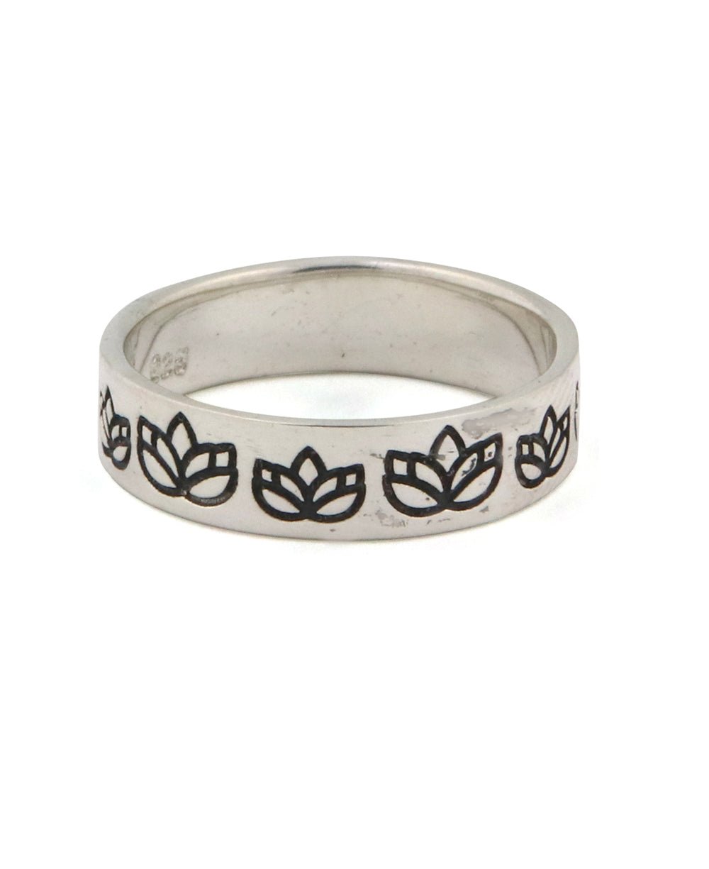 Lotus Design Sized Sterling Silver Band Rings、mySite、topwebapps