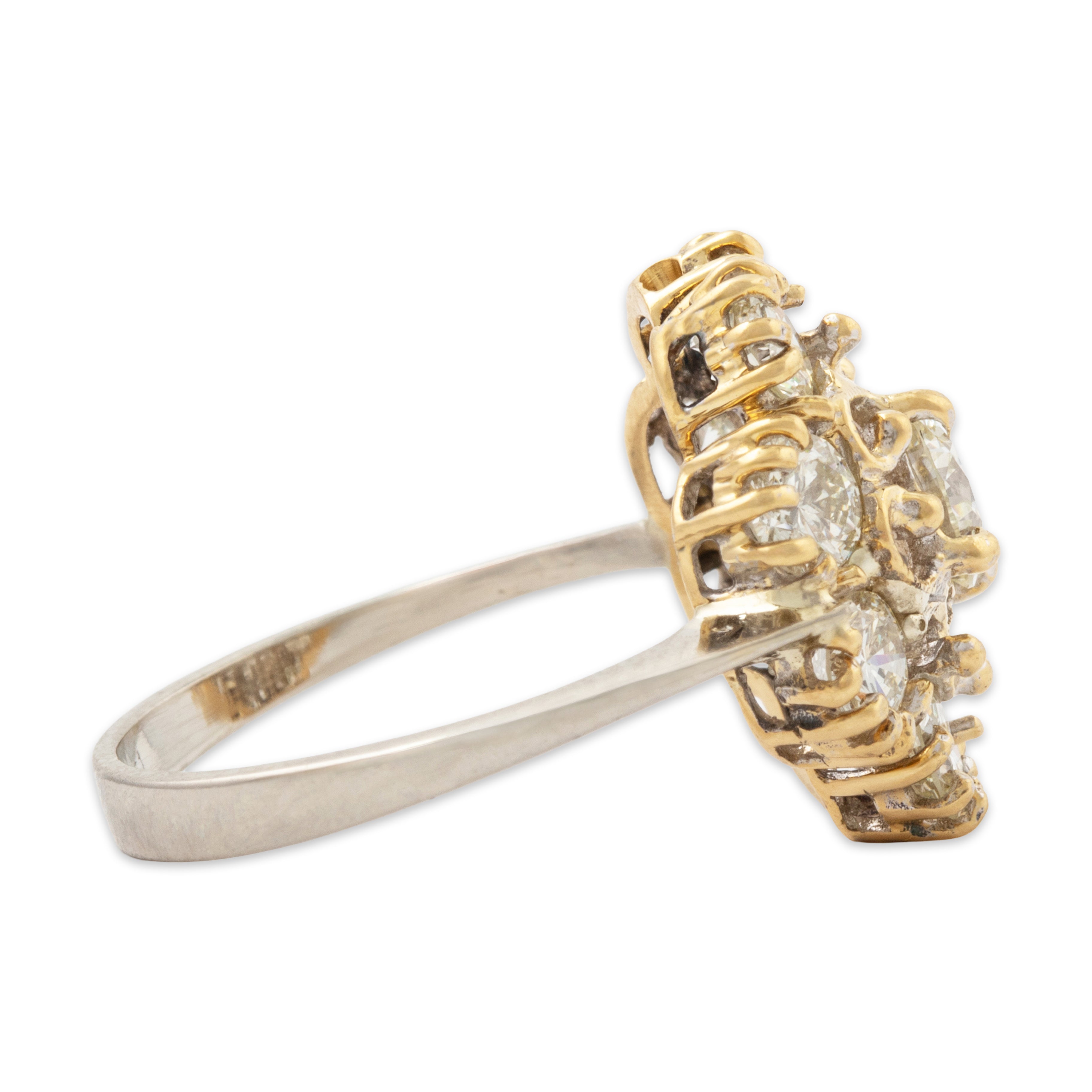 Vintage 14k White & Yellow Gold 1.40cttw VS Diamond Floriform Statement Ring、mySite、hinf8tx79