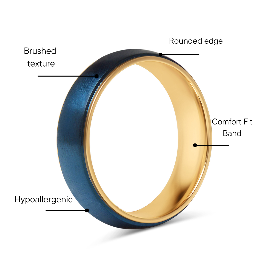 Blue Stainless Steel Gold PVD Coated Edge Ring / CFR7016、mySite、dreamappss