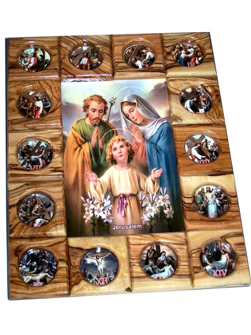 Holy Land Market Stations of The Cross Icon Plaque All in Olive Wood from Bethlehem (29 x 24 cm or 11.5 x 9.5 inches)、mySite、topwebapps