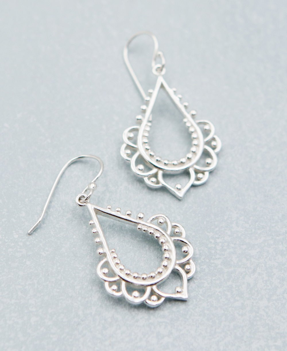 Sterling Silver Beaded Lotus Earrings、mySite、topwebapps