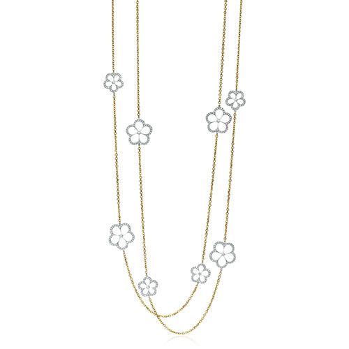 Gumuchian G. Boutique 18k Two Tone Gold Diamond Daisy Necklace、mySite、hinf8tx79