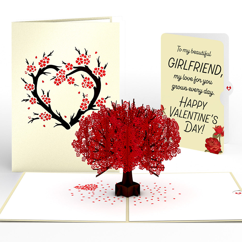 Red Sakura Tree Valentine Pop-Up Card and Sentiment Set for Girlfriend、mySite、solidvoid