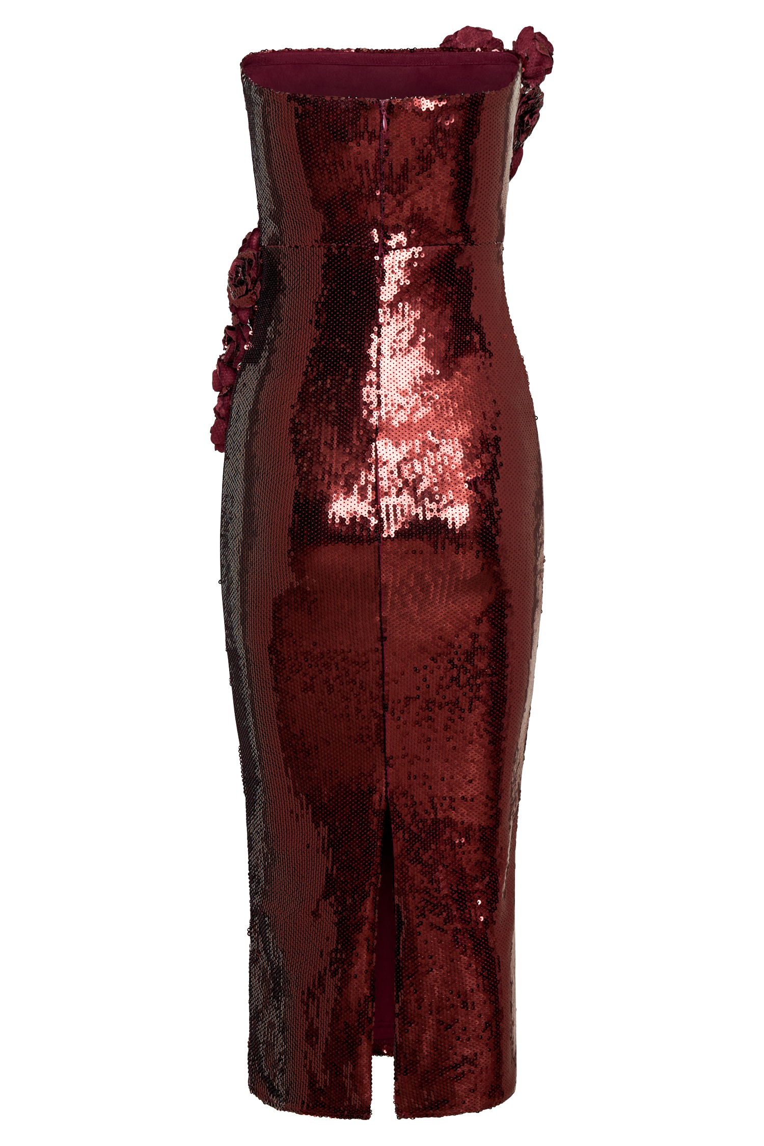 Cassia Strapless Sequin Rose Midi Dress - Mahogany、mySite、solidvoid