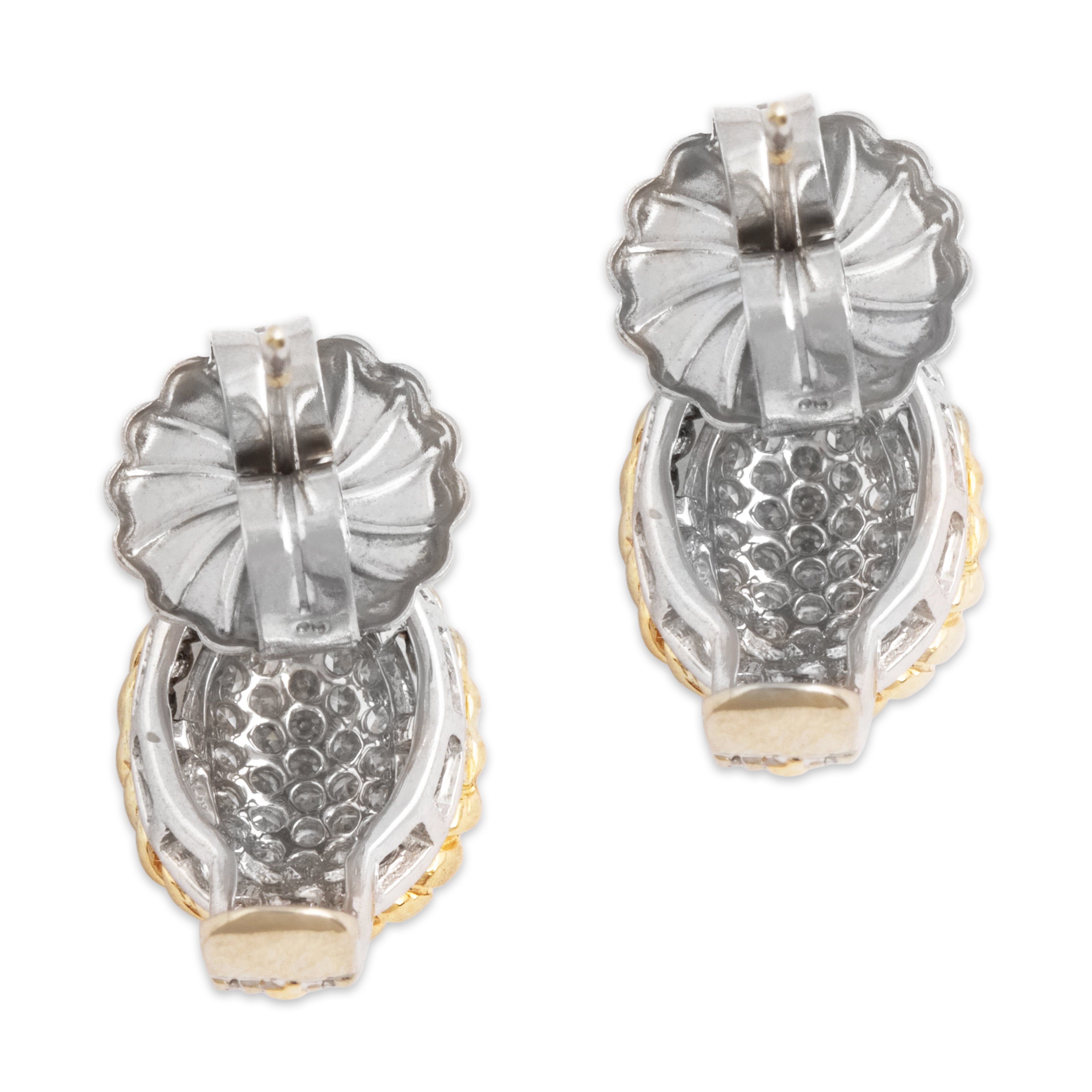 Vintage 14k White & Yellow Gold .43cttw Diamond Chic Cable Earrings、mySite、hinf8tx79