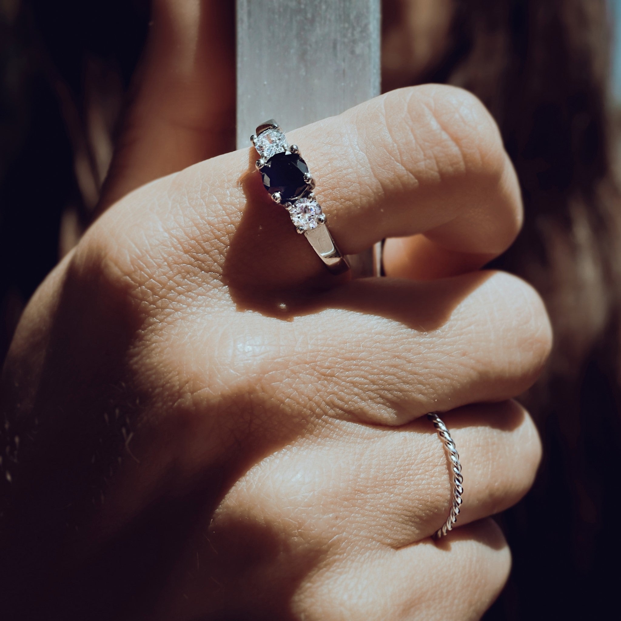 Stainless Steel CZ Black Stone Polished Ring / ZRJ4138、mySite、dreamappss