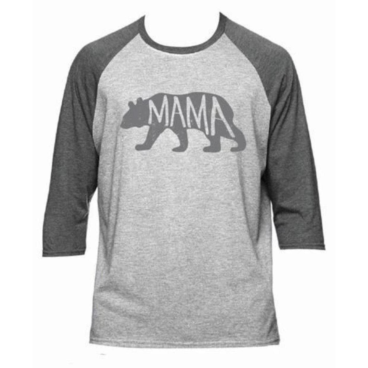 Mama Bear Baseball Style T Shirt in Heather Gray、mySite、g9winljtr