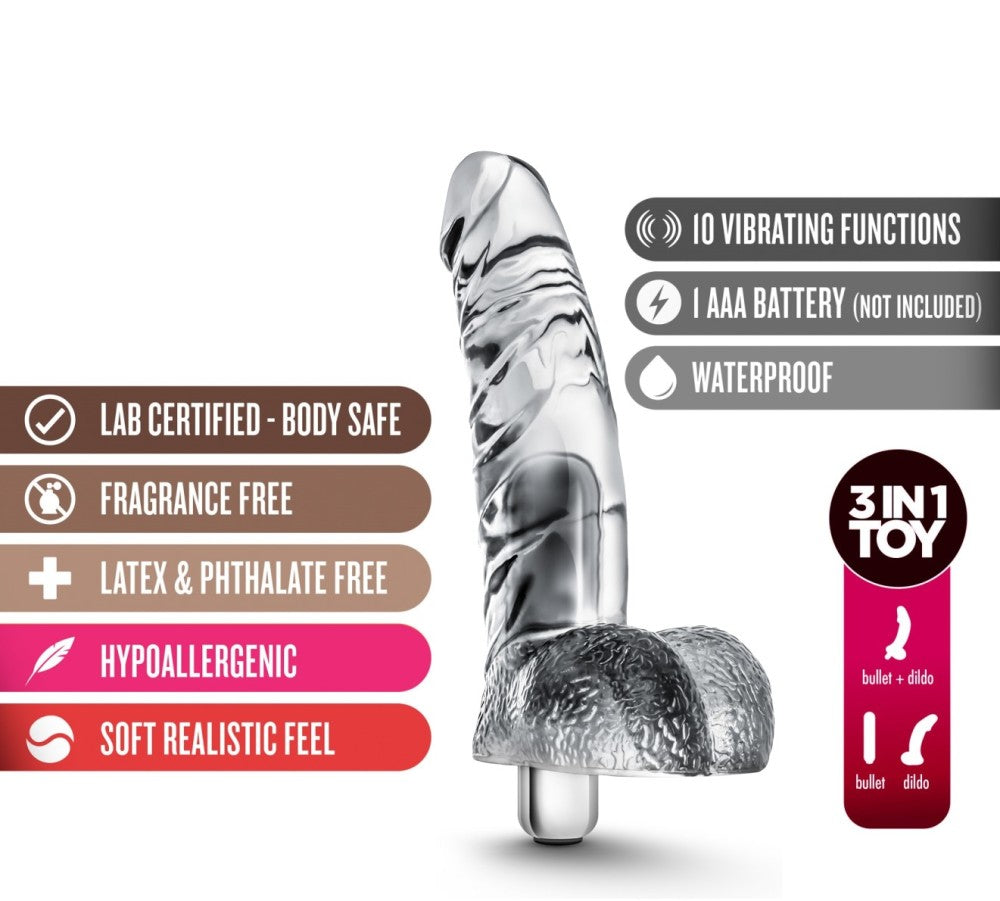 Naturally Yours By Blush® | Vibrating Ding Dong Clear 6.5-Inch Vibrator、mySite、bottomscart