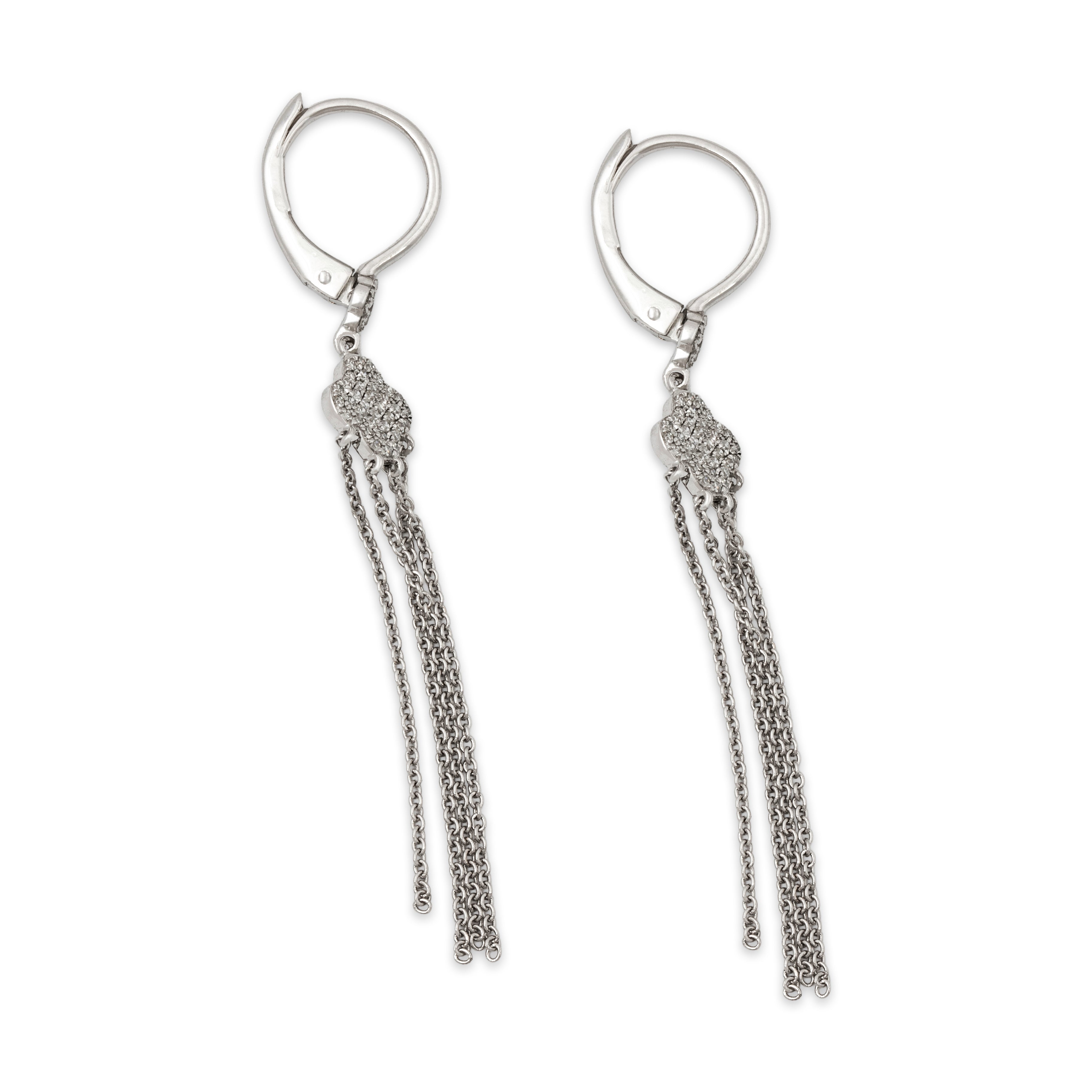 Vintage 14k White Gold .315cttw Diamond Fringe Dangle Earrings、mySite、hinf8tx79