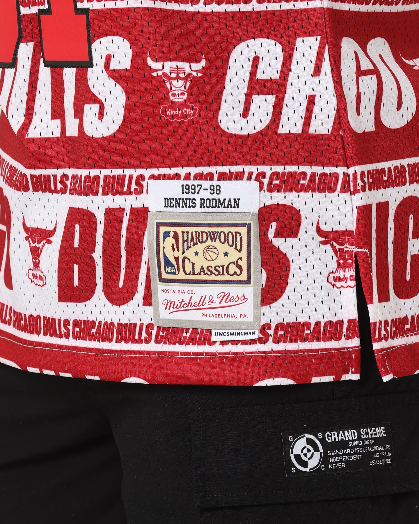 Mitchell & Ness Dennis Rodman Chicago Bulls 1997 Team Wrap Logo Jersey Red、mySite、zt4zffjzw