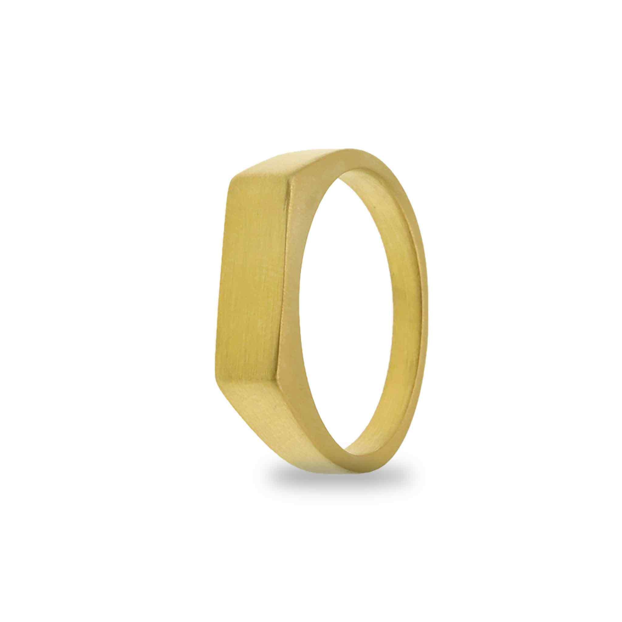 18K Gold PVD Stainless Steel Blank Engravable Rectangle Signet Ring / ESR0002、mySite、dreamappss