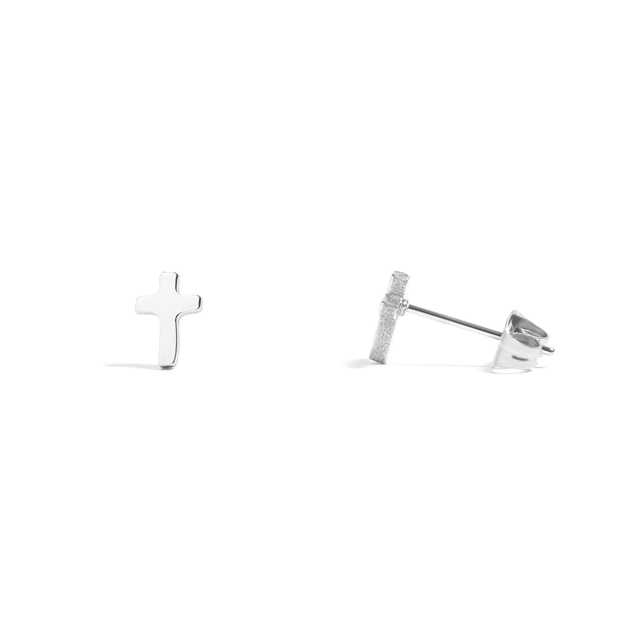 18K Gold PVD Stainless Steel Cross Stud Earrings / ERJ0058、mySite、dreamappss