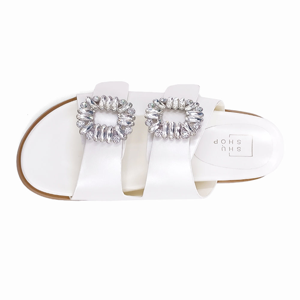 Bridget Rhinestone Metallic Slide Sandals、mySite、gtrtttuynbv