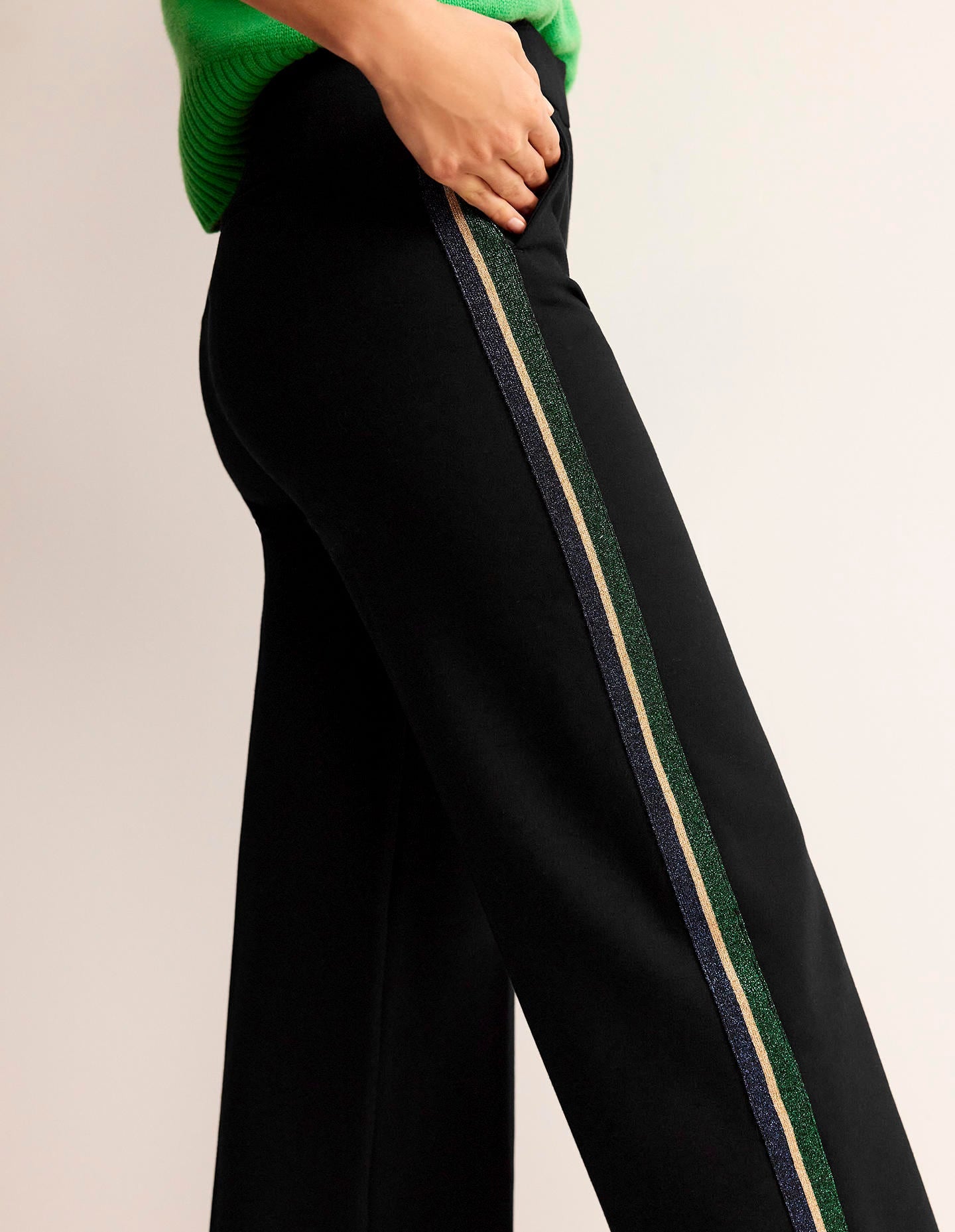  Westbourne Ponte Trousers-Black with Metallic Stripe、mySite、ashleygrahame