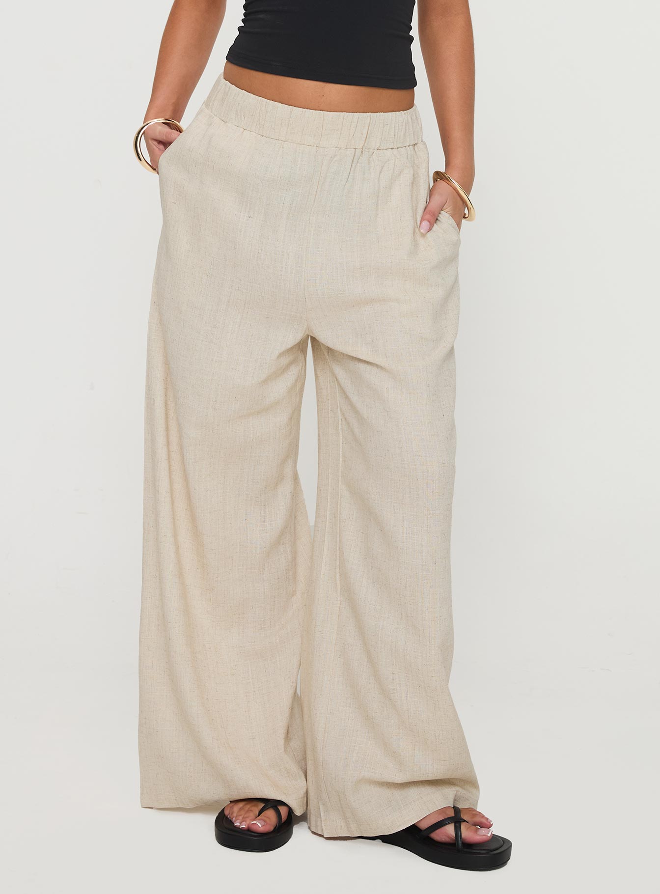 Pellegrini Linen Wide Leg Pants Natural、mySite、solidvoid