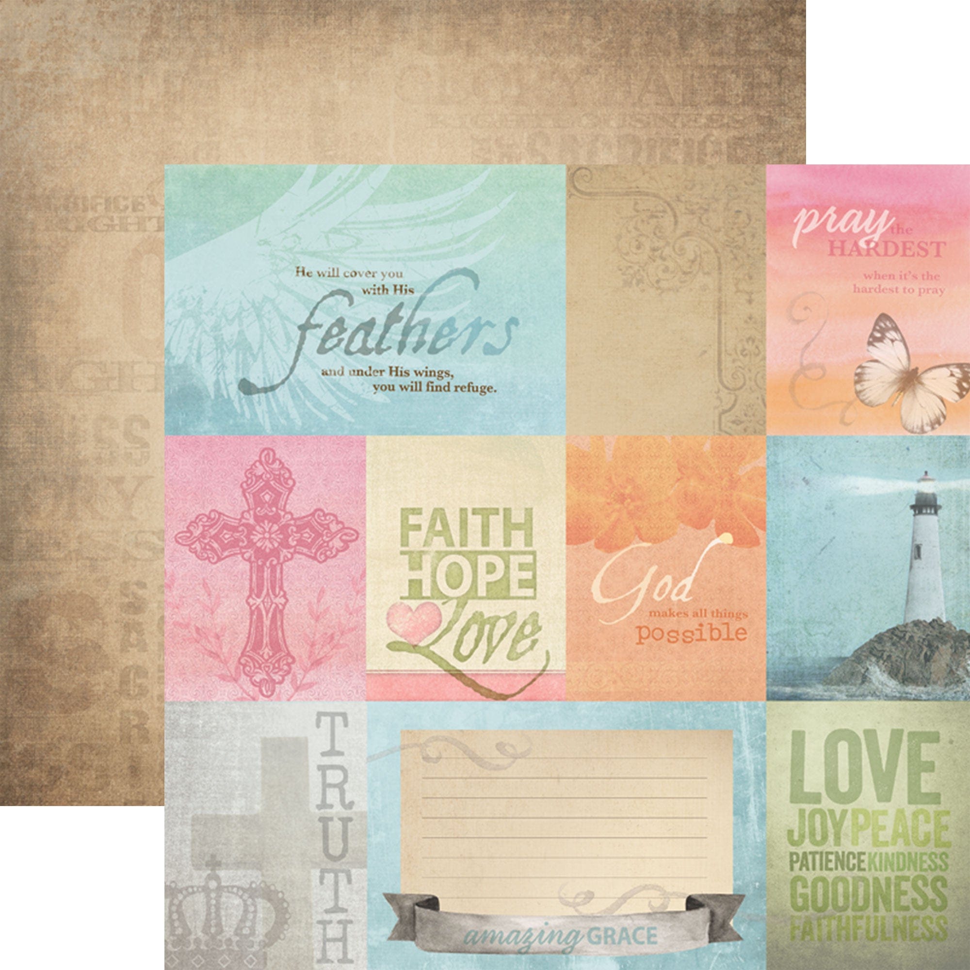  FAITH PATTERN 12 X12 SCRAPBOOK PAPER SET、mySite、ghnorth