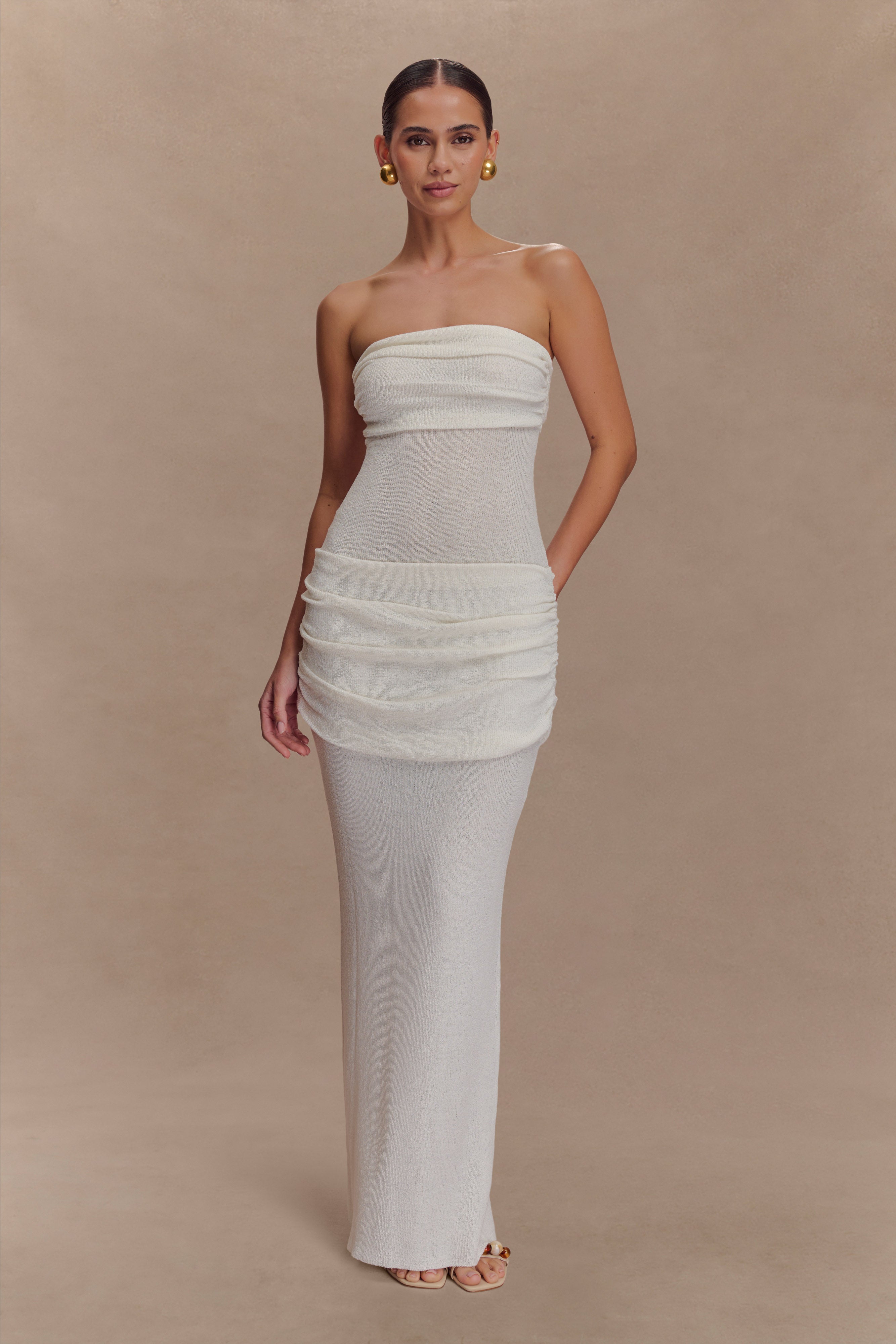 Elora Strapless Knit Maxi Dress - Ivory、mySite、solidvoid