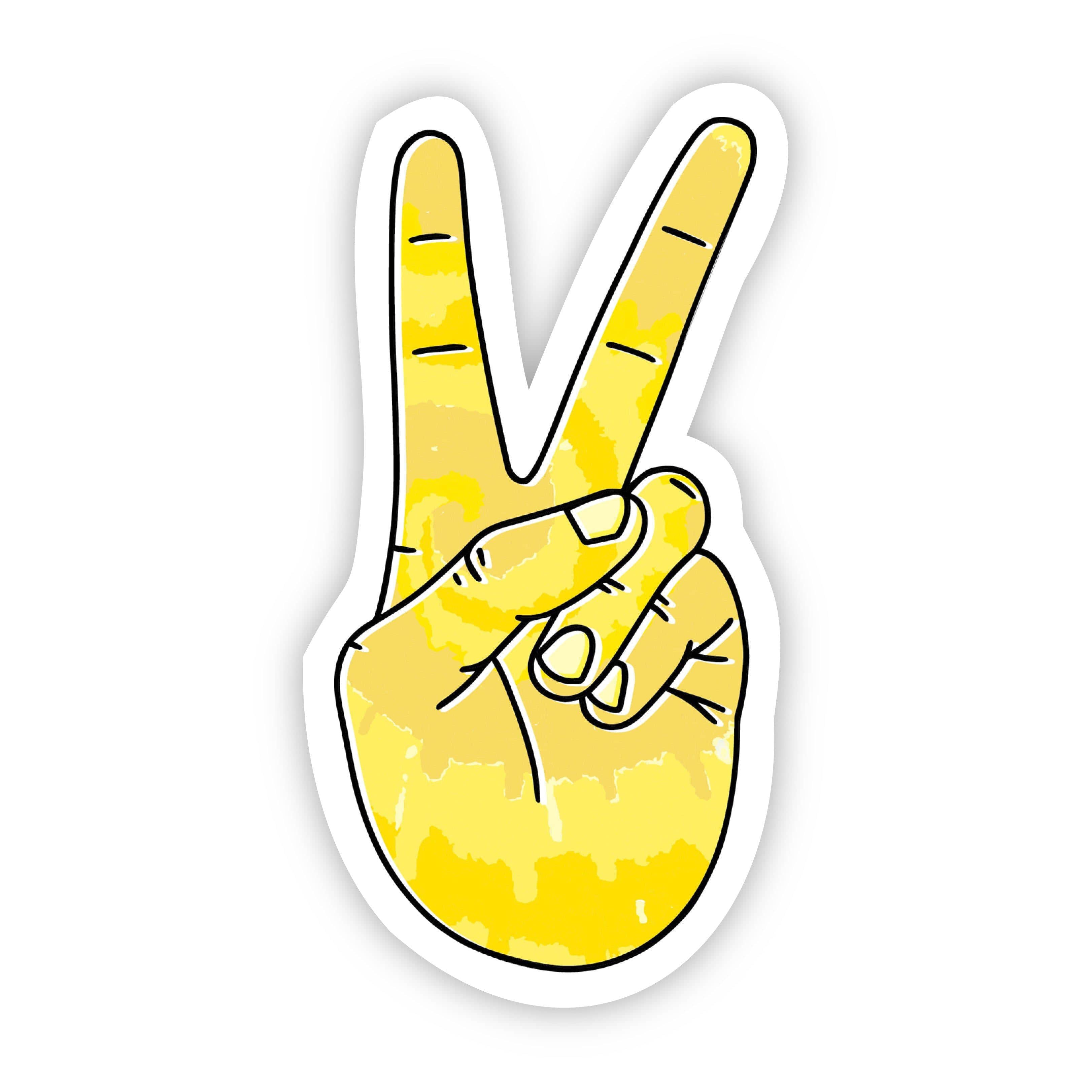  Peace Sign Yellow Aesthetic Sticker、mySite、elrpsem3k