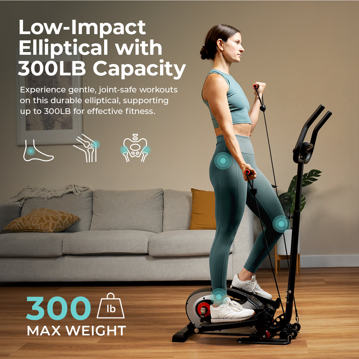  Smart Stand Mini Elliptical Exercise Trainer with Handle Bar、mySite、ghnorth