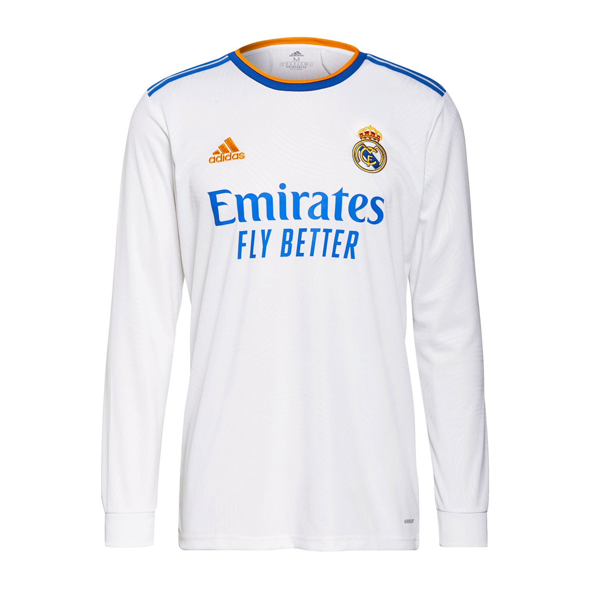 adidas Men's Real Madrid 2021/22 Long Sleeve Home Jersey White/Blue、mySite、noshort