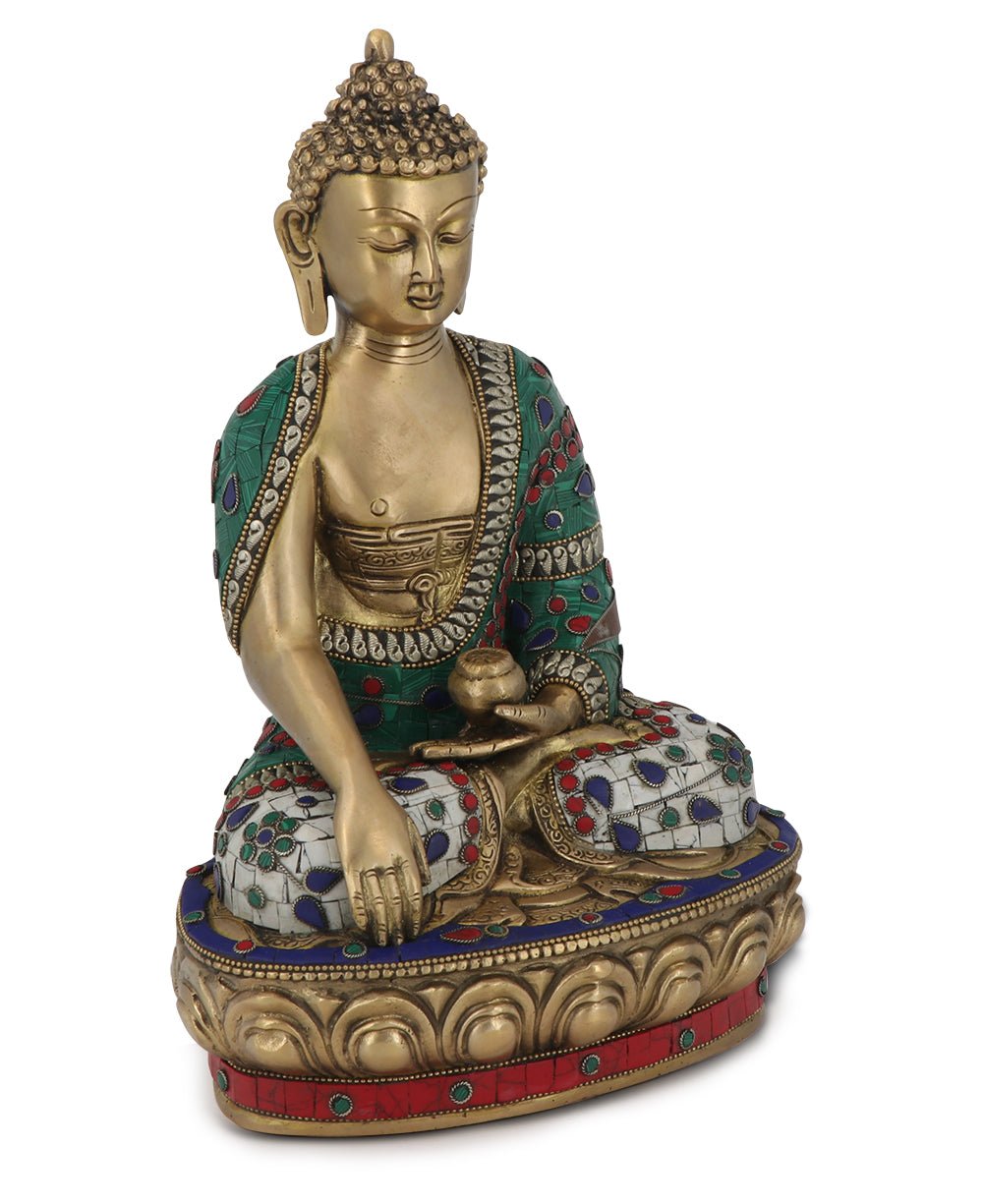 Mosaic Work Earth Touching Pose Shakyamuni Buddha Brass Statue、mySite、topwebapps