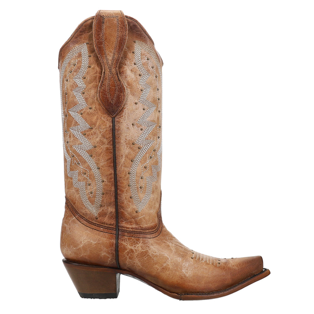 LD Brown Embroidered Studded Snip Toe Cowboy Boots、mySite、gtrtttuynbv
