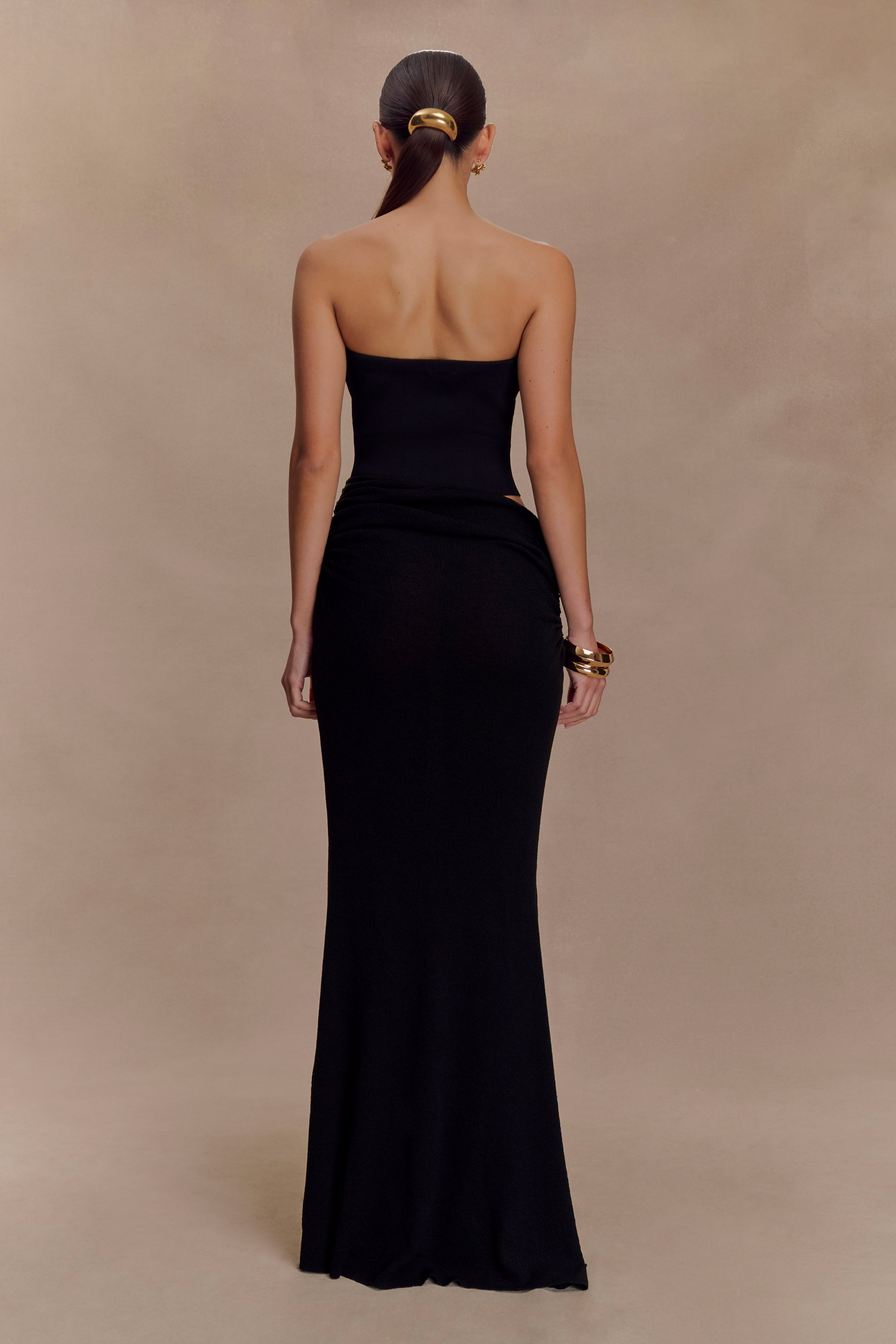 Jasiel Strapless Knit Maxi Dress - Black、mySite、solidvoid