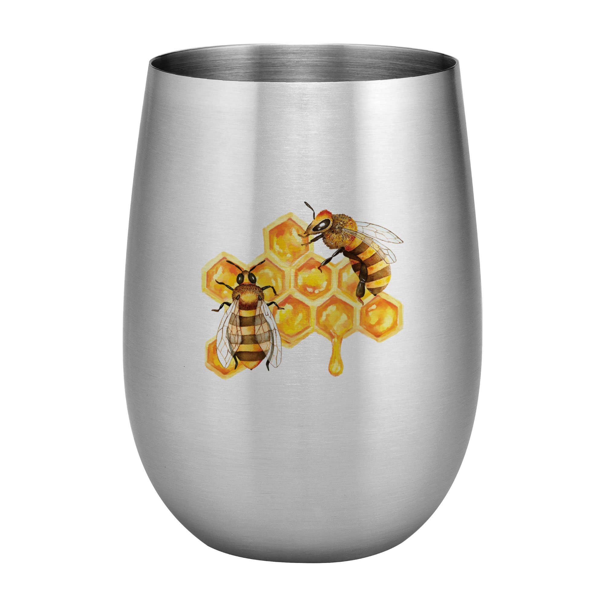 Honey Bees 20 oz. Full Color Printed Stainless Steel Wine Glass、mySite、g9winljtr
