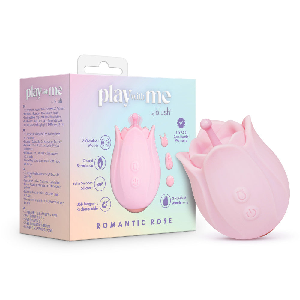 Play With Me | Romantic Rose Silicone Vibrator With Rosebud Attachment Heads – In Pink、mySite、bottomscart