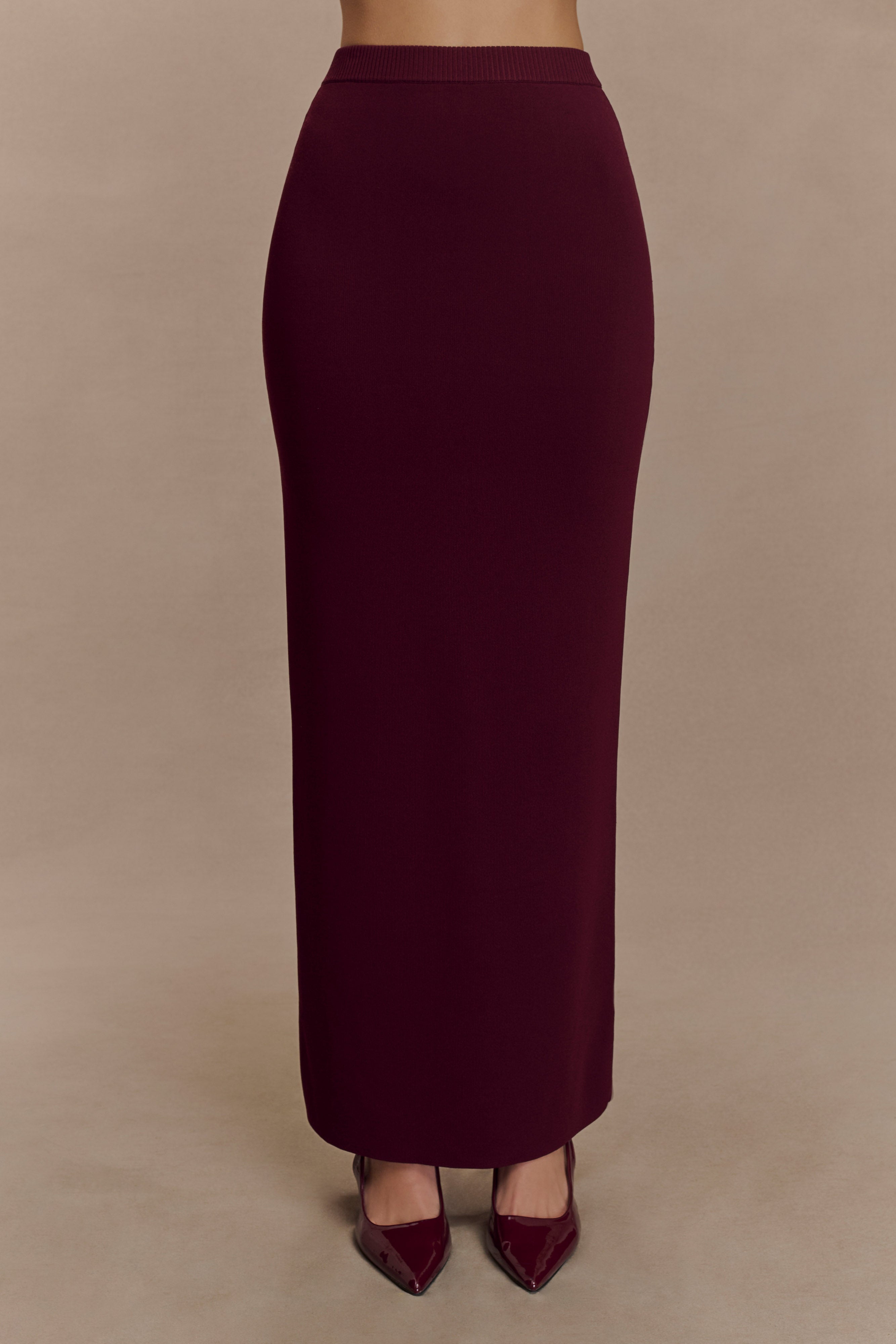 Francisca Mid Rise Knit Maxi Skirt - Merlot、mySite、solidvoid