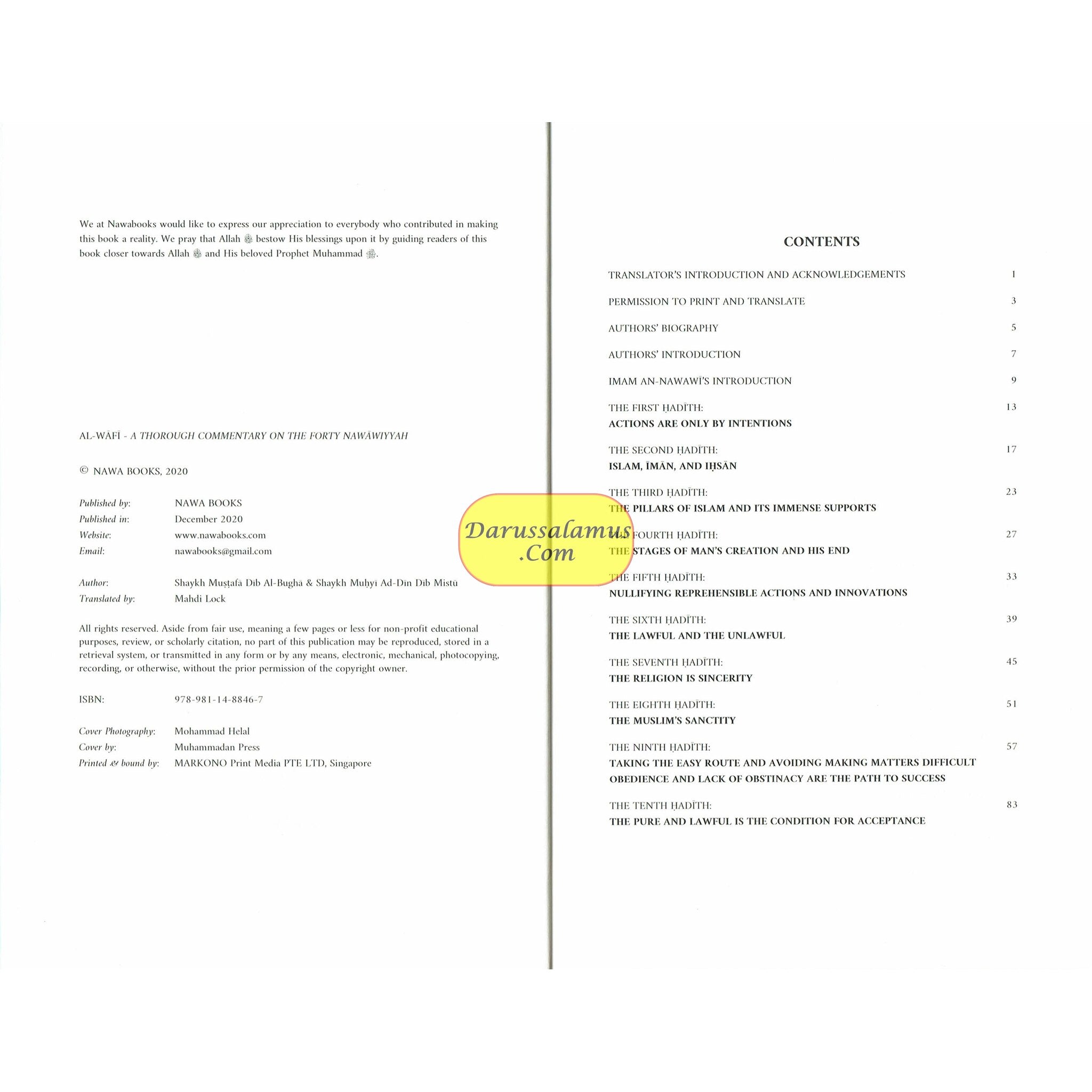 Al-Wafi: A Thorough Commentary of the Forty Nawawiyyah by Shaykh Mustafa Dib Al-Bugha and Shaykh Muhyi Ad-Din Dib Mistu、mySite、topwebapps