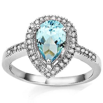 Pear Shaped Swiss Blue Topaz and Diamond Ring in 925 Silver, Lovely、mySite、g9winljtr