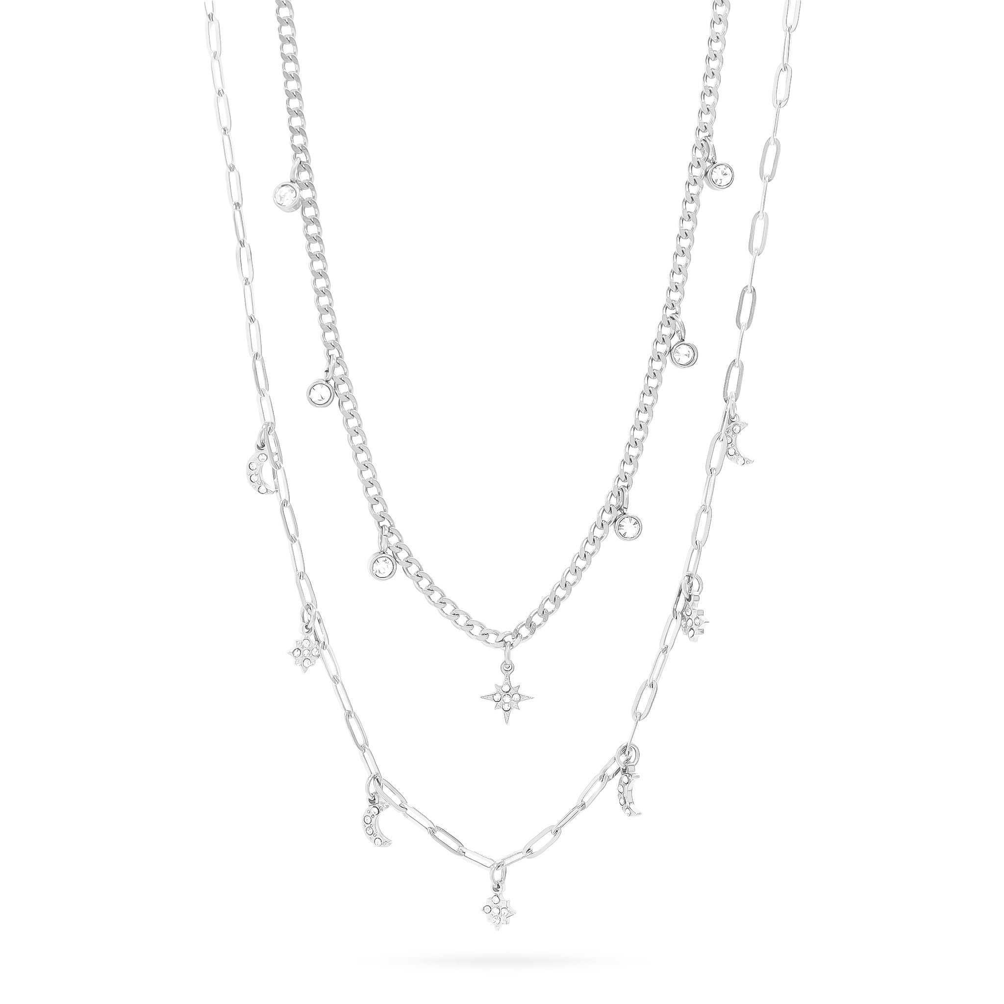 Stainless Steel Moon & Compass Star Charm Necklace / CHN0067、mySite、dreamappss