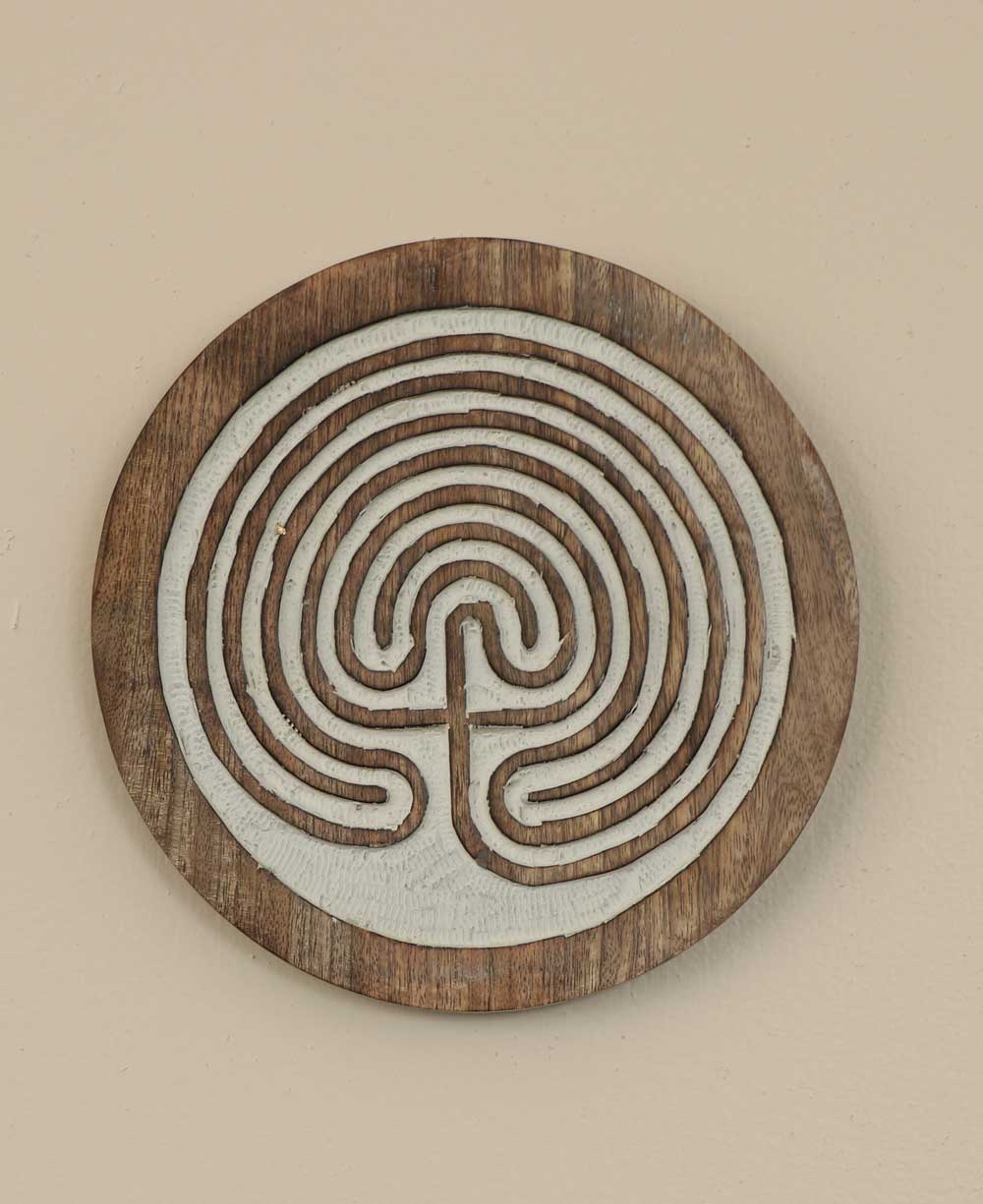 Fairtrade Seven Circle Wood Meditation Labyrinth Trivet and Wall Hanging、mySite、topwebapps