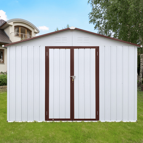 Metal garden sheds 12ft×10ft outdoor storage sheds Dark-grey、、eastwooduniform