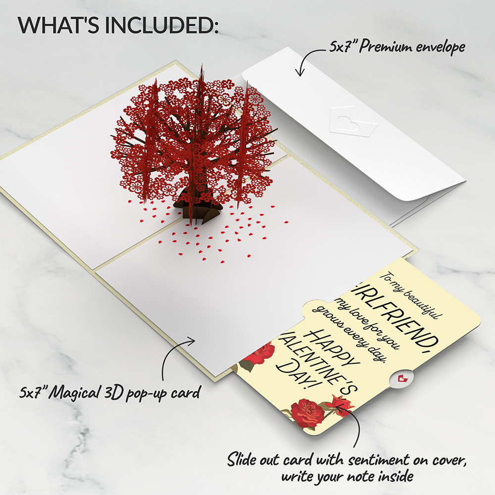 Red Sakura Tree Valentine Pop-Up Card and Sentiment Set for Girlfriend、mySite、solidvoid