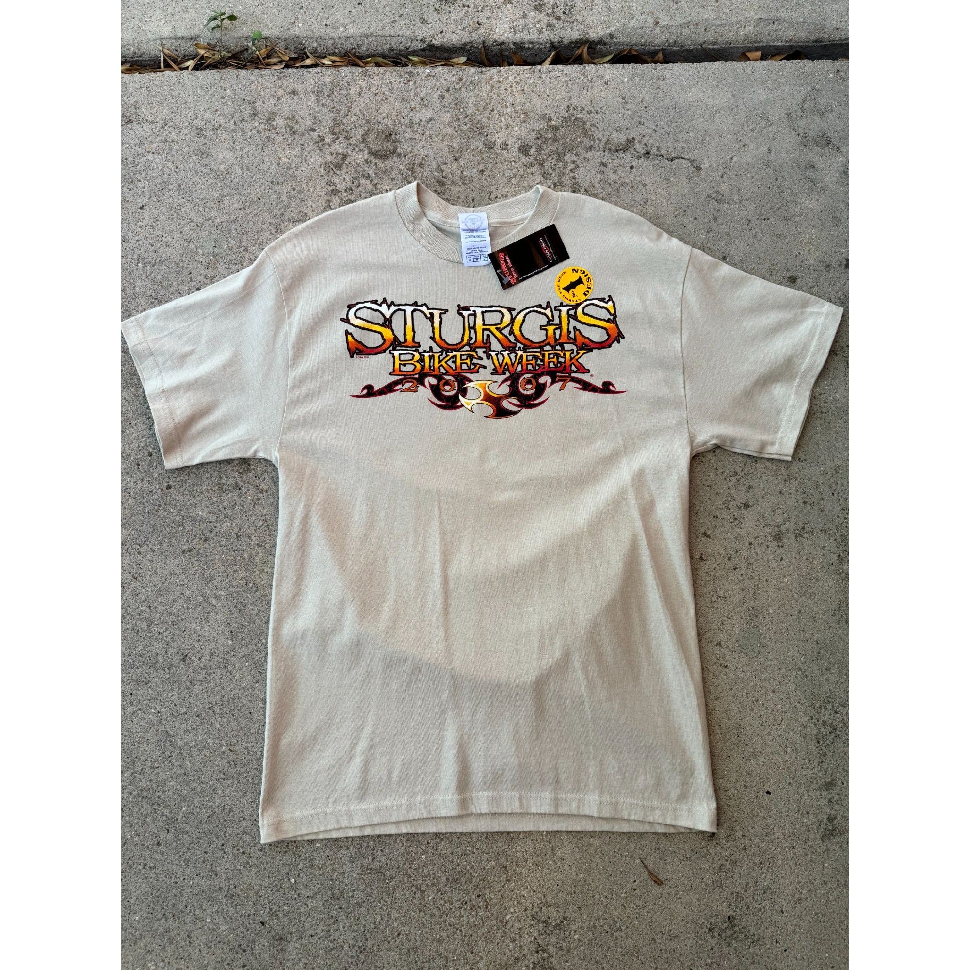 NWT 2007 Sturgis Bike Week Pork Chop Hogg Tan Motorcycle Graphic Tee Medium、mySite、garagedoors4me