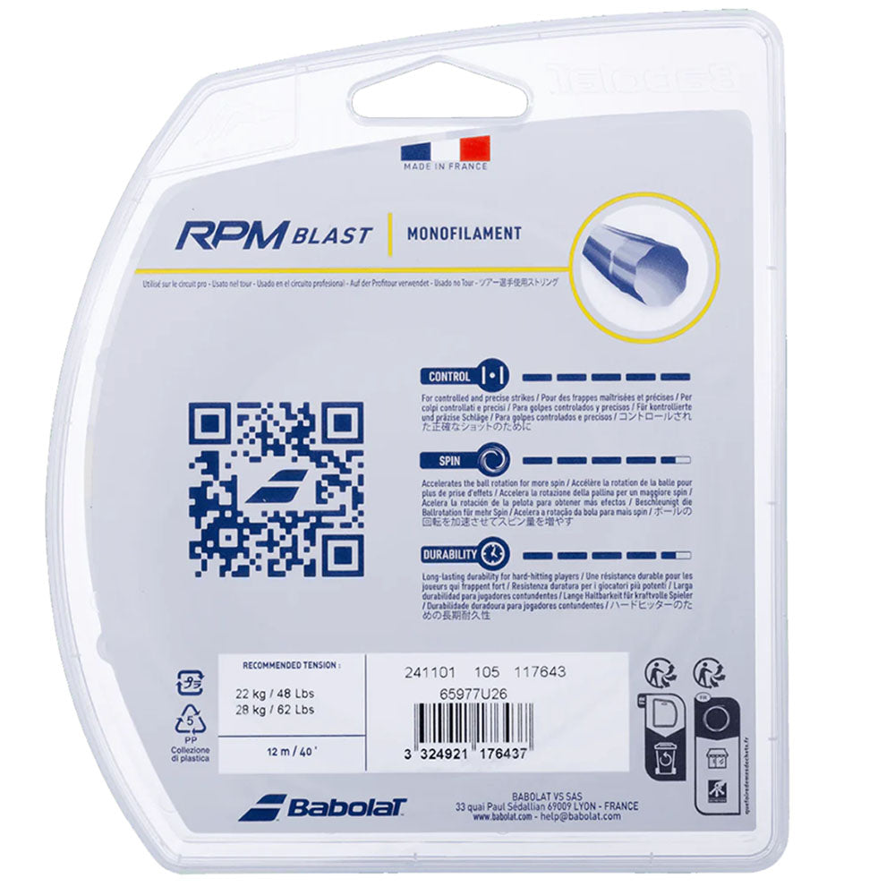 Babolat RPM Blast 17/1.25 Tennis String (Black)