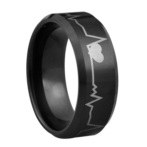  Romantic - Heart beat Tungsten ring with 18K black IP plating - 8mm wide、mySite、elrpsem3k