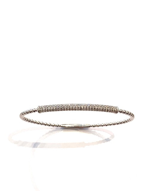 Intrigue Archive Diamond White Gold Bar Beaded Flexible Bangle、mySite、noshort