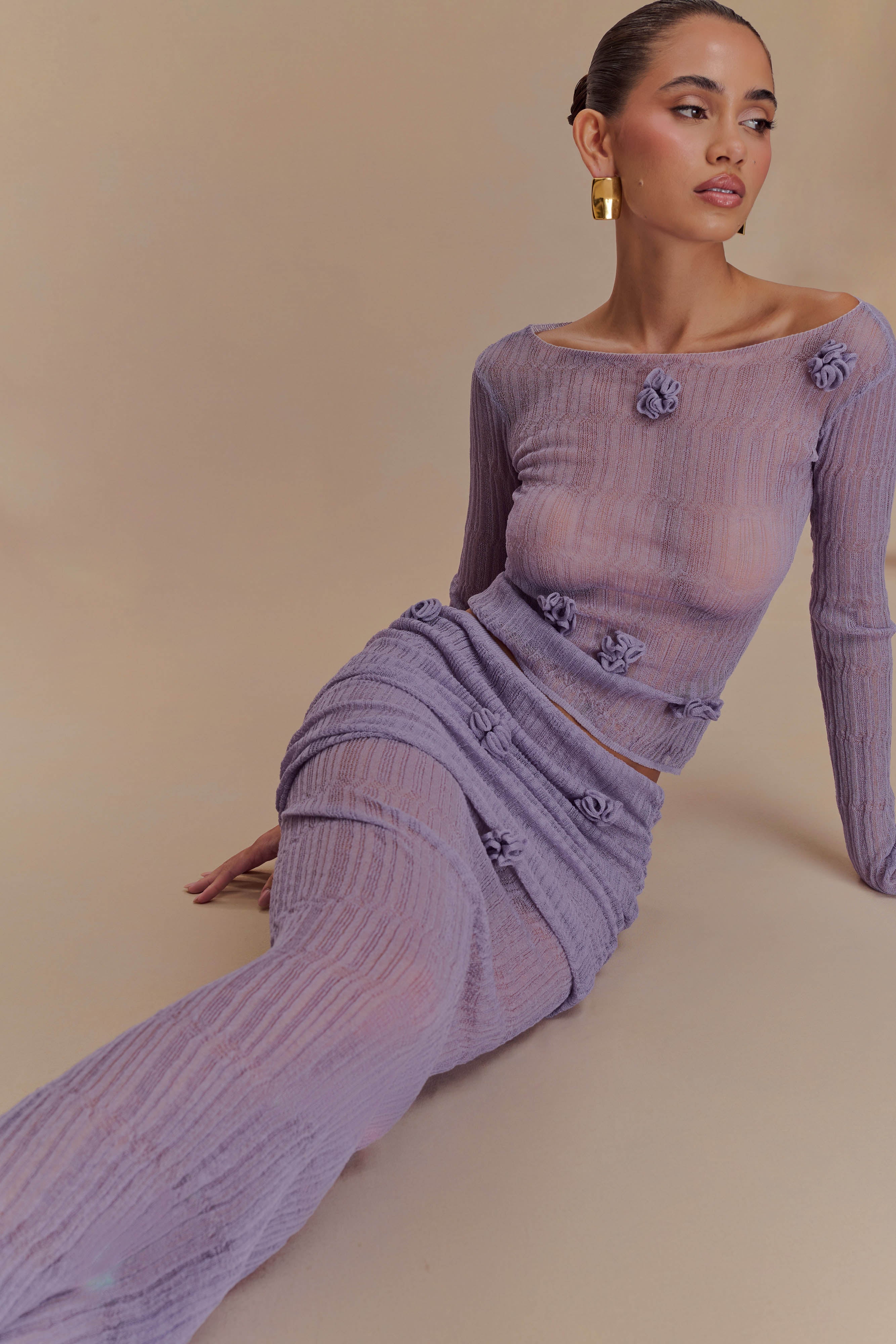 Orianna Orchid Knit Maxi Skirt - Orchid、mySite、solidvoid