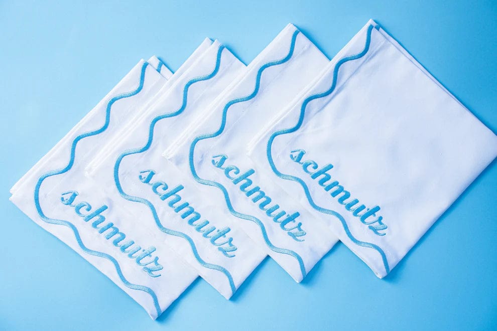 Schmutz Dinner Napkins - Set of 4 - (Light Blue, Dark Blue or White)、mySite、topwebapps