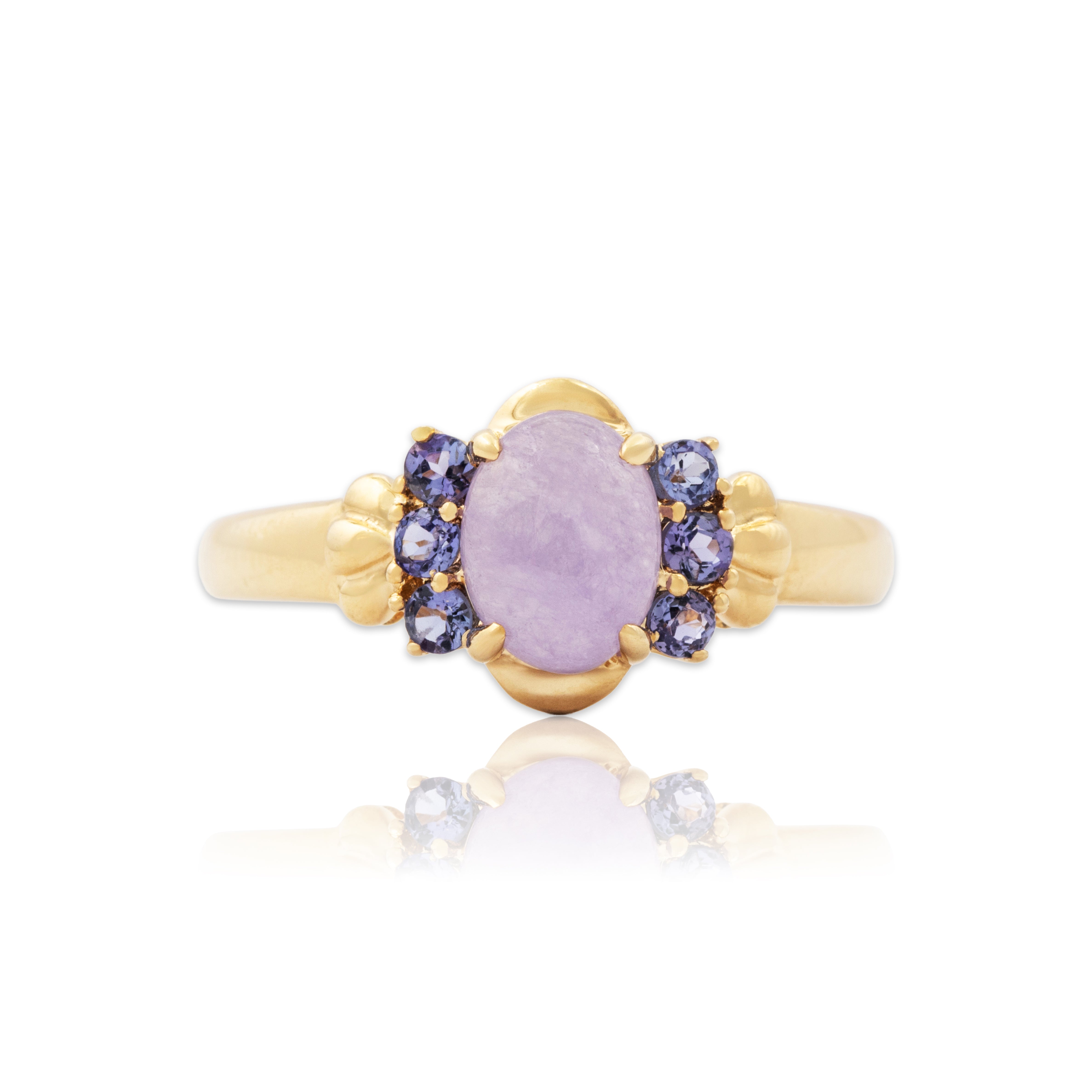 Vintage 14k Yellow Gold Lavender Jade Tanzanite Half-Halo Ring 9.25、mySite、hinf8tx79